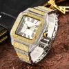 Relojes de pulsera Full Bling Iced Out Reloj para hombres Hip Hop Rapero Relojes de cuarzo para hombre Reloj de pulsera Clásico Caja cuadrada Diamante Reloj Hombre Dropship 230821