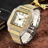 Orologi da polso a bling pieno orologio ghiacciato per uomo rapper hip hop quartz maschile orologio da polso orologio clasic quadrata diamante reloj hombre dropship 230821