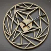 Zegary ścienne Nowoczesne geometryczne wzór akumulatorowy Wyjmowany okrągły sypialnia Bamboo Prezent Łatwo zainstaluj dom do domu prosty zegar
