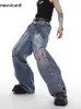 Hommes pantalons Mauroicardi automne Long Cool jean pour hommes évider luxe hommes vêtements de créateur Streetwear jambe large 2023