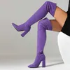 Winter New Pointed Thick Heel Fleece Over Knee Boots Style Ultra High Sleeve Fashion Slim Legs Large 230822