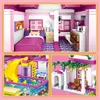 Bloco 1018pcs Cidade 1 Mudar 3 Verão DoubleStorey Villa House Building Friends Diy Garden Flores Figuras de Torros de tijolos para meninas 230821