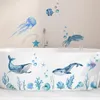 Wall Stickers Sea Animal for Bathroom Shower Room Whale Seaweed Jellyfish Bubble Decals Bathtub Decor Murals 230822