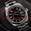 2 colour High Quality Sky-Dweller 42mm 326934 326935 Stainless Steel Mechanical Automatic Movement Mens Watch BLACK Dial Men'205b