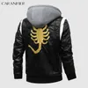 Men's Trench Coats CARANFIER Men Leather Jackets Male Scorpion Embroidery Moto Mens Clothing PU Winter Windbreaker Outerwear Chaquetas Hombre 230822