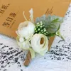 Broschen Corsages Hochzeit Boutonniere Brosche Bräutigam Vater Bruder Mann Rose Abzeichen Herrenanzug künstliche Blumendekoration