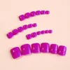 Faux ongles violets courts carrés à pression sur les ongles des orteils, anti-taches et anti-taches, pour vêtements de scène