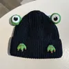 Berets Frog Wool Foppy kapelusz Kobieta jesienna urocza studentka czapka na dzianina netto czerwone czapki termiczne czapki mężczyźni maska ​​maska ​​enfant helloween