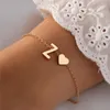 26 Englische Alphabet Armbänder Herzbuchstaben Kette Erstes Name Armband für Frauen Schmuck Geschenk