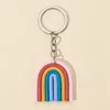 Clay Rainbow Keychain Car Pendant Womens Bag Decoration Keyring Key Chains