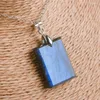 Pendentif Colliers Véritable Naturel Labradorite Bleu Lumière Gemmes Rectangle Forme Pierre Charme Dame 24 18 6mm