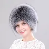 Beanieskull Caps ICYMI Winter Hat for Women 100% Natural Silver Pur malha de malha revestida Cap foffy peruca verdadeira chapéu de peles feminino