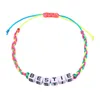Nowe popularne angielskie słowa litera urok bransoletka kolorowa tkanina bransoletki biżuteria dla dzieci