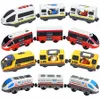 Diecast Model Zugspur Holzspielzeug magnetisch Set Elektroauto Lokomotive Slot Fit All Wood Brand Biro Railway Tracks für Kinder 230821