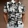 Herren Polos 2023 Herren Reißverschluss Polo Quadrat 3D -Druck Grafik Caucal Stripes Revers Hemd Mann Einfache Golfhemden Kurzärmel Männer Kleidung 230821