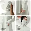 Jackets ao ar livre Capuz de gelo de Hoodie Sentindo protetora solar elástica alta roupas de proteção solar estendidas de proteção longa com bolsos finos respiráveis ​​para o verão 230821