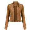 Femmes En Cuir Faux Mode Veste Femmes Moto Biker Moto Femme Manteau Violet Noir Café Rouge Automne Printemps Veste Cuir Femme 230822