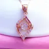 Chains Plated 14K Rose Gold Exquisite Hollow Out Necklace 585 Purple Shining Pendant Light Luxury Clavicle Chain Jewelry