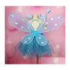 Autres fournitures de fête d'événement Magicalfair LED Butterfly Wings Set Ajouter Glowtutu Jupe Fairy Wand Bandeau - Light Up Princess Costume Dh9Tz