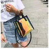 Totes Moda Mulher Summer Summer praia Tote holográfico Bolsa de crossbody clara e elegível goria de gelatina laser transparente PU HKD230822