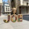 Strands Strings Bubble Letter Custom Name Necklace for Men Baguette Personazlied Pendant Real Gold Plated Hip Hop Jewelry Trend 230822