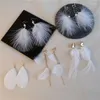Backs Earrings Sweet Big White Color Feather Long Tassel Dangling Creative Clip For Women Party Wedding Jewelry