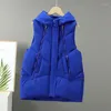 Gilets pour femmes automne hiver veste en coton gilet manteau à capuche sans manches court femme gilet vêtements d'extérieur Chaleco Mujer