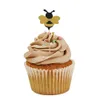 Autre événement fête fournitures 30 pièces papier Cupcake Topper Adorable abeille gâteau Pick Dessert décoratif 230821