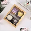 Geschenkwikkel Wit goud papieren doos met raam Verjaardagsfeestje Verpakking Candy Cup Cake Boxes LX2365 Drop Delivery Home Garden Feestelijke Supp Dhrzu