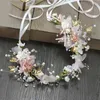Haarklammern Süße romantische rosa Blumen Schmetterling Perlenbrautzubehör Stirnband Tiara Kronwald Hochzeit Schmuck Geschenk