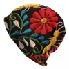 Boinas de borboletas mexicanas e padrões de flores boné unissex de inverno chapéus chapéus de tricô externo otomi art skullies gorros