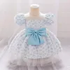 Mädchen Kleider Kindermädchen Prinzessin Party Tüll Druckbowkleid geborene Taufe für das erste 1. Jahr Geburtstag Vestidos Kinder Kleidung