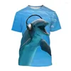 T-shirts pour hommes Summer 3D Animal Dolphin Graphic pour hommes Mode Casual Cool Personnalité Impression surdimensionnée O-Cou Tops à manches courtes