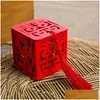 Geschenkwikkeling Chinese stijl Vintage Nieuwheid Rood Square Wooden Love Candy Boxes Party Sugar Supply LX0434 Drop Delivery Home Garden Dh2rd