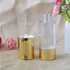 Garrafas de loção para loção de loção sem ar cosméticas douradas garrafas de bomba de embalagem de soro 15ml 30 ml 50ml de maquiagem vazia contêineres 100pcs aahja