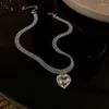 Choker FYUAN Koreanischer Stil Geometrisch Für Frauen Silber Farbe Herz Anhänger Halsketten Schmuck Geschenke