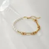 Strand Enosola – Bracelet de perles d'eau douce naturelles, bijoux asymétriques, style Boho, chaîne en cuivre faite à la main, bijoux bohémien pour femmes