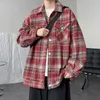 Herren -Tracksuits Männer setzt Streetwear 2023 Herbst und Frühling männlicher Plaid Long Sleeve Shirt Hosen 2 PCs Anzüge Koreanische Mode N04