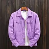 Men's Jackets Top Denim Jacket Men Women Clothes 2023 Autumn Fashion Cowboy Coat Spliced Purple Orange Loose Jean 230821