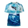 T-shirts pour hommes Summer 3D Animal Dolphin Graphic pour hommes Mode Casual Cool Personnalité Impression surdimensionnée O-Cou Tops à manches courtes