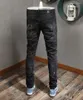 Herrbyxor mode street bär svart mager trasiga jeans punk designer hip hop