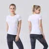 2023 Women Yoga Tshirt Outfits Sports Top Fitness Abbigliamento da donna Maglietta a maniche corte Shirt Shirt Gym Running Wear Lady Lady Lady Assicamento rapido Elesticità