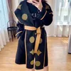 Dameswol Blends Designer Winter Outswear Coats Trendy Fashion Classic Letter Patroon Women Coats Bathrobe Style Loose To316a