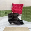 Designer Casual boots Women Bright-faced rubber PVC kitten heel rain boots