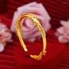 Bangle Vietnam hart Gold gefälscht 999 lang anhaltende Farbblätter Armband Lotus Blume Acacia Vine Antike Frau