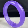 Bangle äkta Natural Violet Jade Armband Fashion Charm smycken Tillbehör Handskårande smaragd Bangles Lady Party Gift