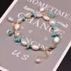 Bracelets de charme Vintage Mode En Acier Inoxydable Naturel Perle Femmes De Luxe Turquoise Bracelets Bijoux Accessoires Week-end Cadeau 230821