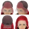 Syntetyczne peruki 13x4 HD przezroczyste koronkowe przednie ludzkie włosy dla kobiet perukę fali ciała czerwony burgundowy kolor 230821