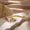 Anklets Vintage Stainless Steel Pink Green Zircon Anklet Classic Gold Color Chain Aesthetic Rectangle Jewelry Gift Summer