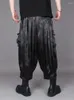 Men's Pants Black Loose Tapered Harem Cropped Overalls Summer Printed Drape Casual Wide-Leg